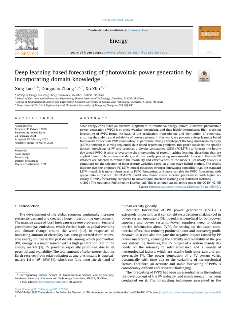 Hybrid Deep Learning for PV Power Forecasting | PDF | Machine Learning ...