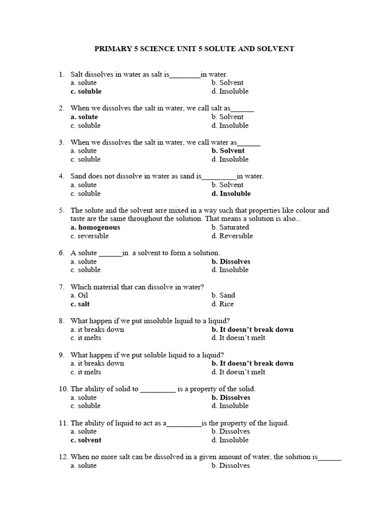 Solute and Solvent Concepts for Grade 5 | PDF | Solubility | Water