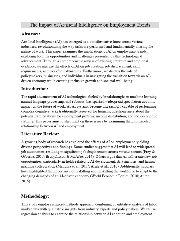 The Impact of Artificial Intelligence On Employment Trends | PDF ...