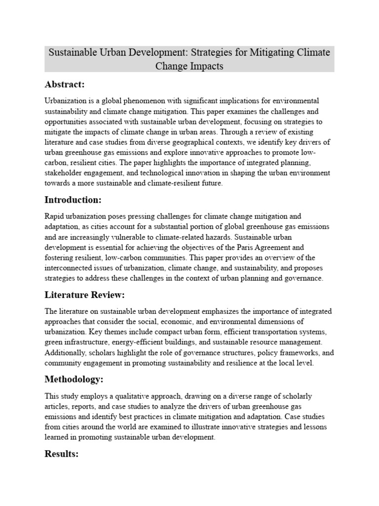 Urban Strategies for Climate Resilience | PDF | Climate Resilience ...
