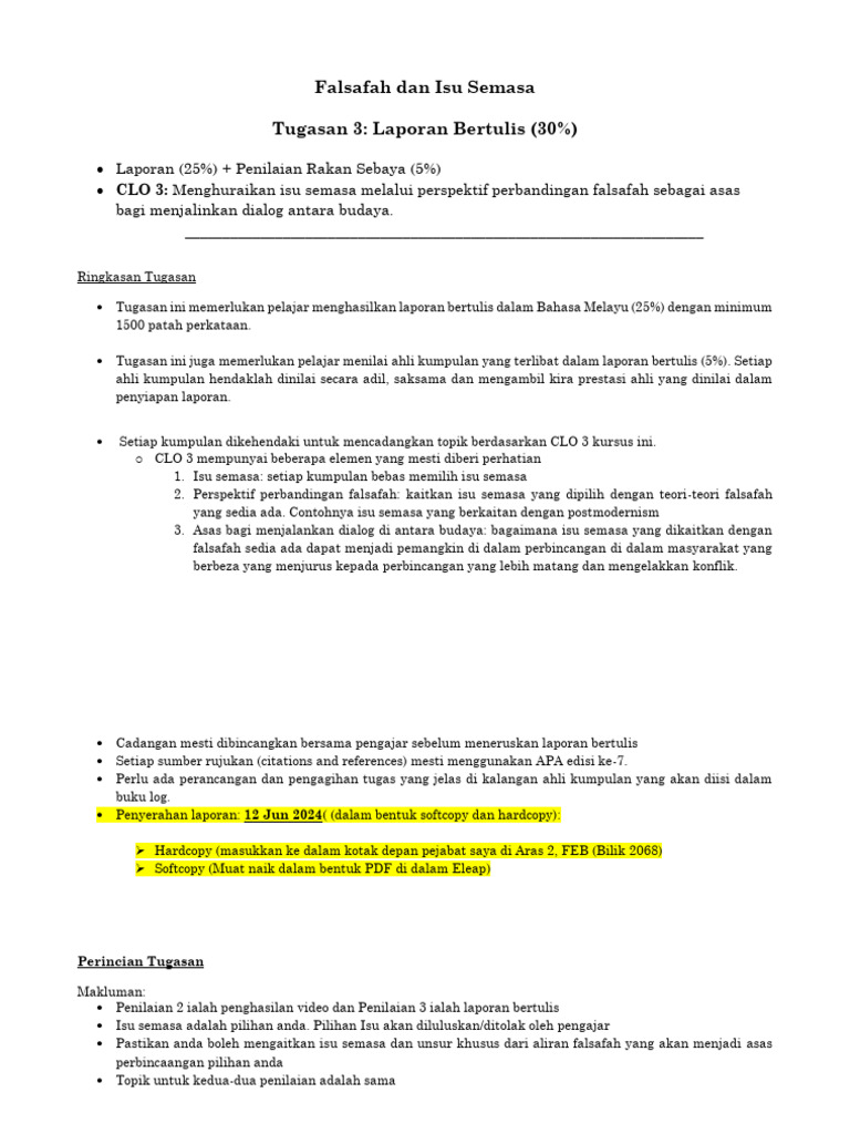Falsafah Dan Isu Semasa Assignment Pdf