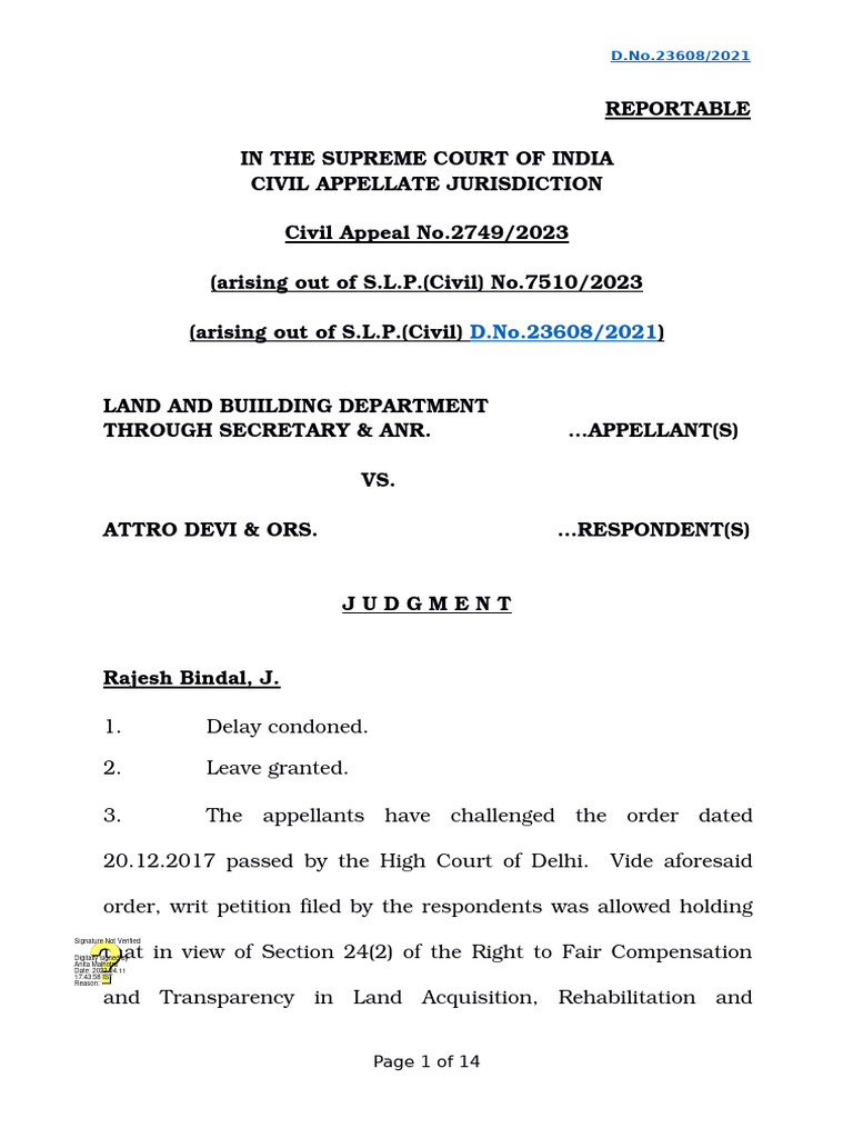 Supreme Court Ruling on Land Acquisition | PDF | Appeal | Judgment (Law)