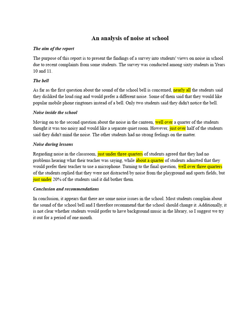 An analysis of noise at school pdf language arts discipline