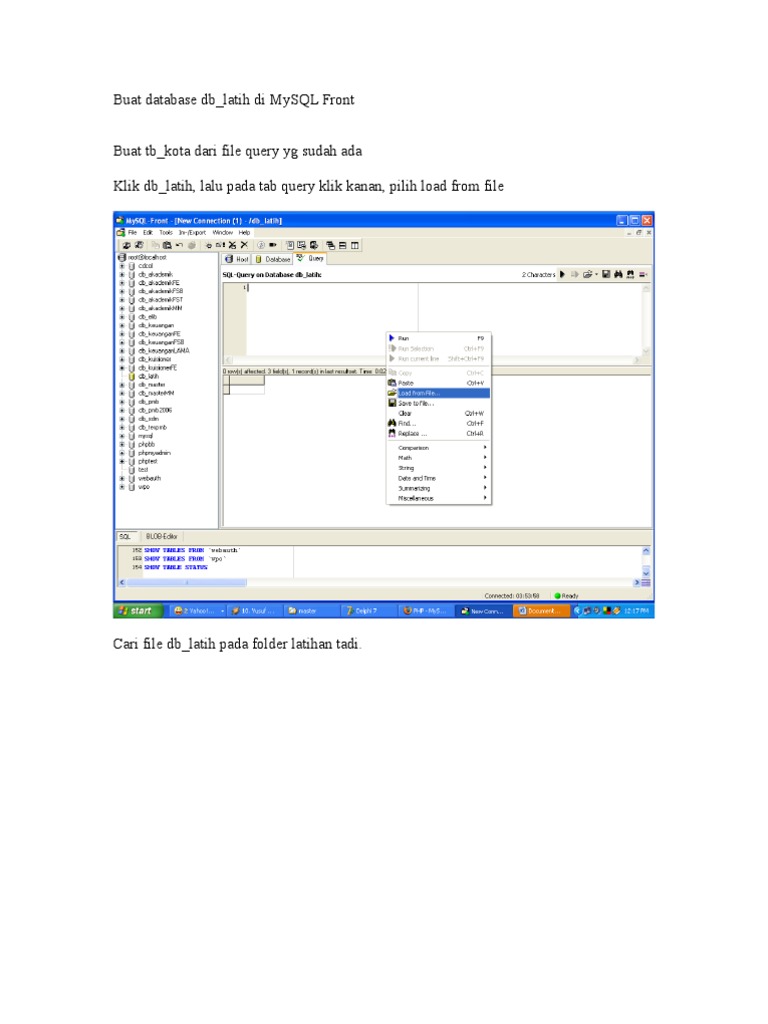 Cara Membuat Database MySQL Latihan | PDF