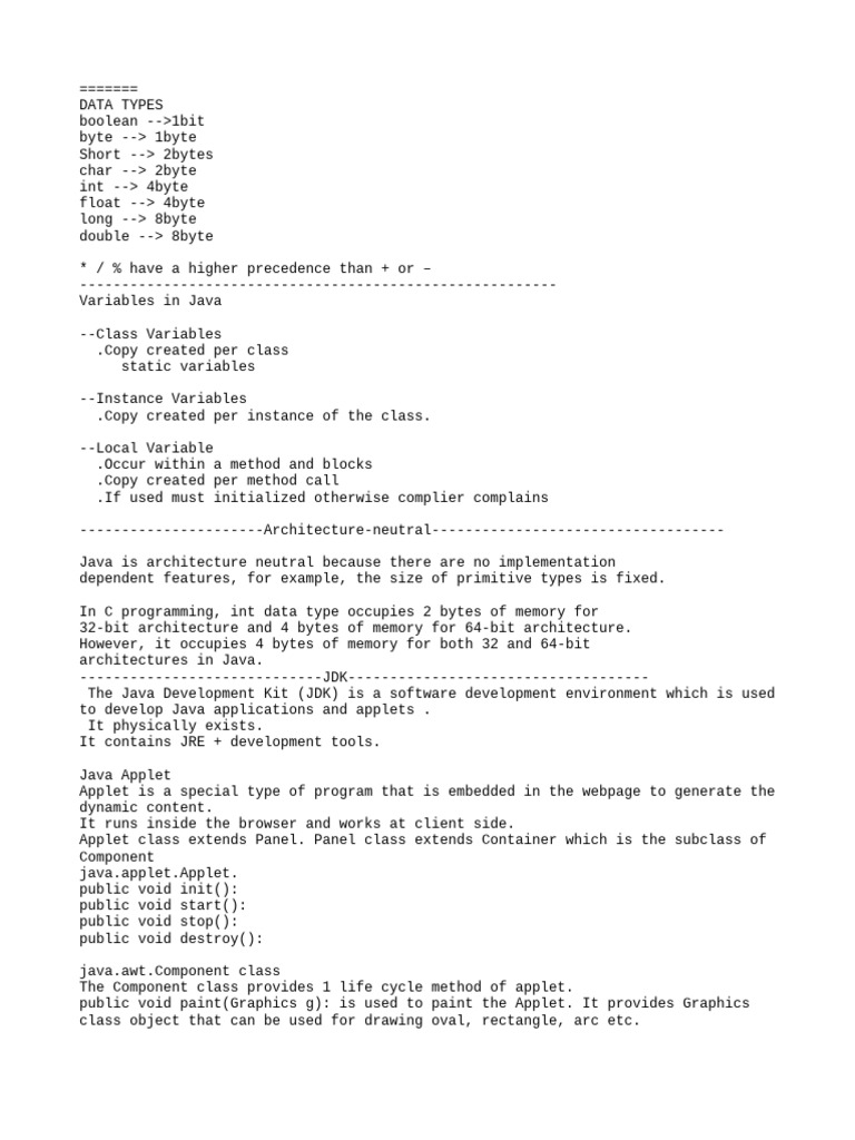 CORE JAVA Notes | PDF | Inheritance (Object Oriented Programming ...