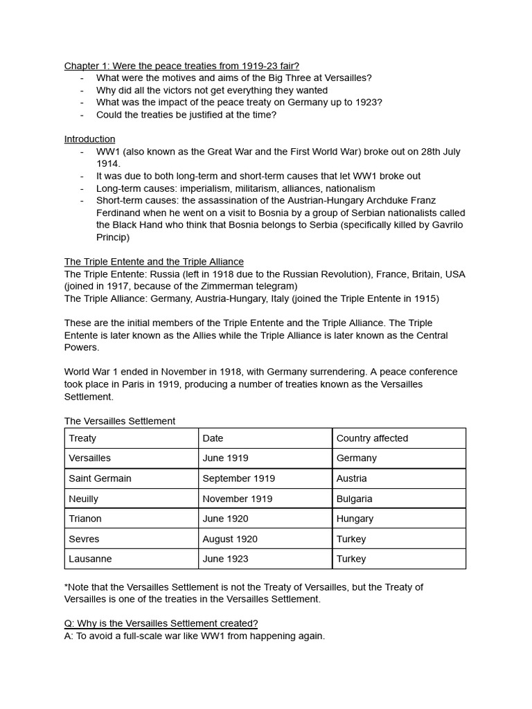 History Chapter 1 | PDF | Treaty Of Versailles | World War I