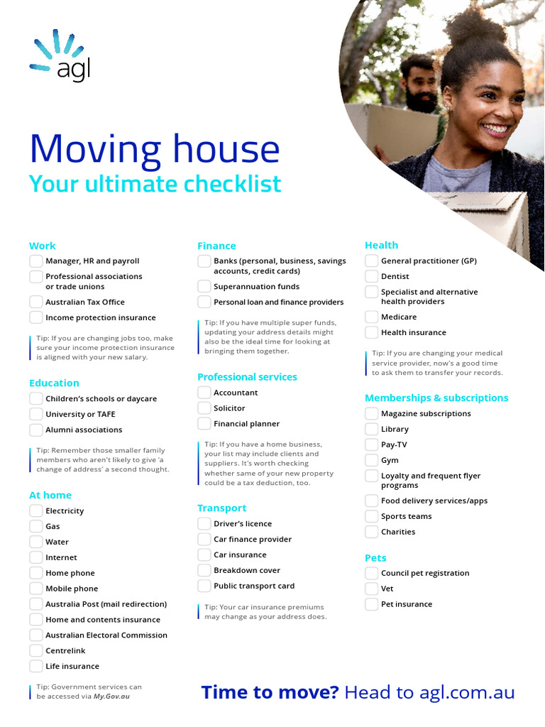 AGL_Moving_House_Checklist PDF Insurance Vehicle Insurance