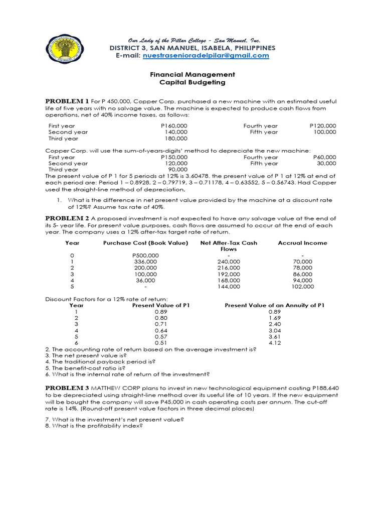 Financial Management: Capital Budgeting Analysis | PDF | Depreciation ...