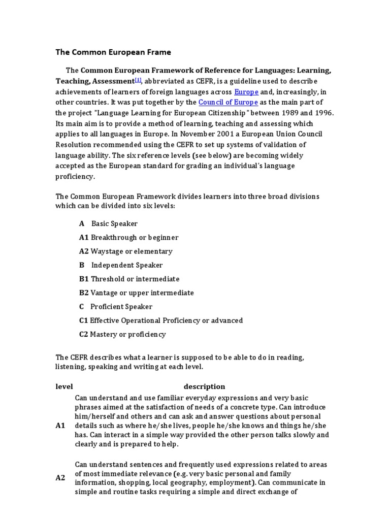 CEFR Language Proficiency Levels | PDF | Motivation | Motivational