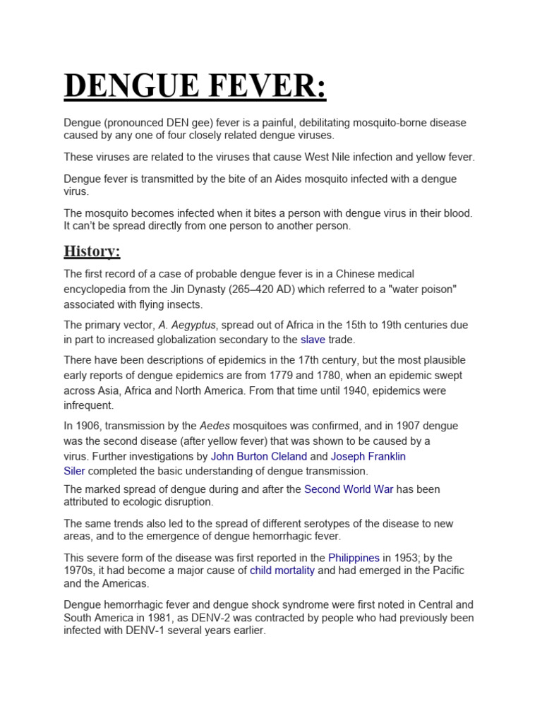 Dengue Fever | PDF | Immunology | Public Health