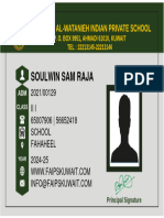 Soulwin Sam Raja: 2021/00129 III 65007906 - 56652418 School Fahaheel 2024-25