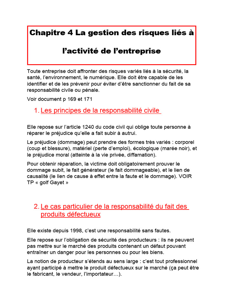 Gestion des risques en entreprise | PDF | Sciences sociales | Droit