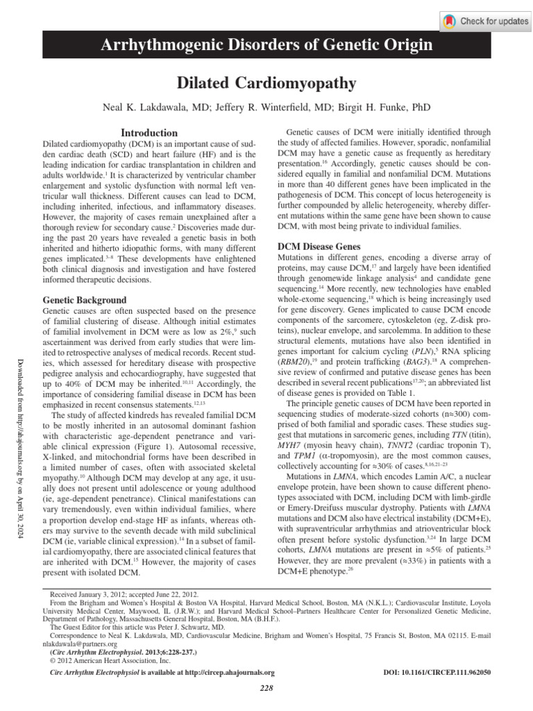Lakdawala Et Al 2012 Dilated Cardiomyopathy | PDF | Genetic Disorder ...