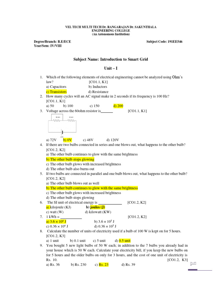 Smart Grid Mcq Ans Pdf Smart Grid Energy Storage
