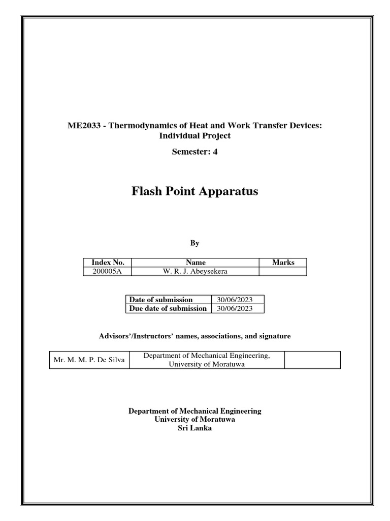 200005A - P1 - Flash Point Apparatus | PDF | Fires | Combustion