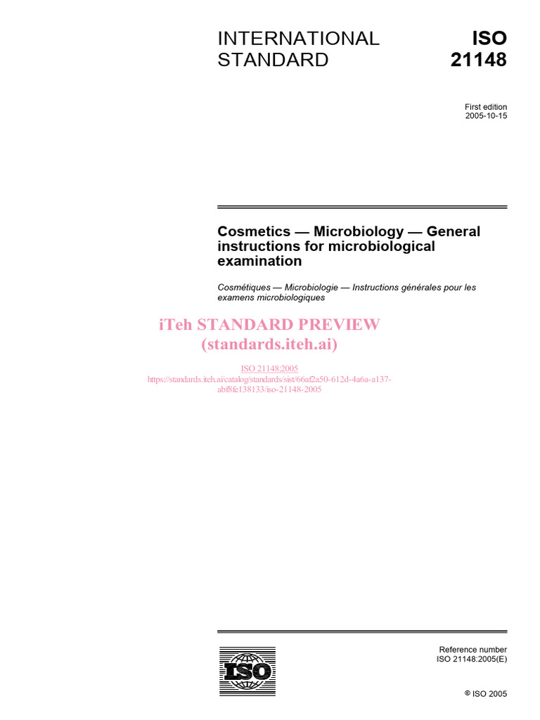 ISO 21148 - Microbiology | PDF | International Organization For ...