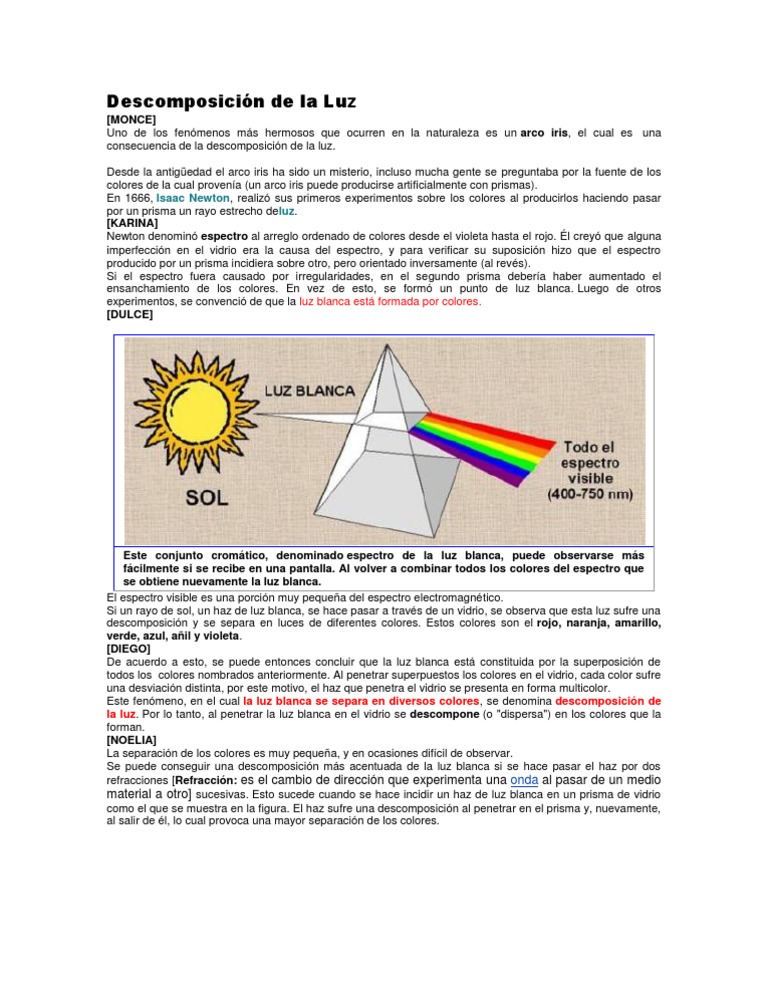 Descomposición de La Luz | PDF | Arco iris | Color