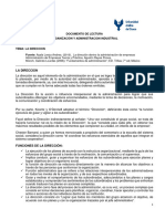 La Direccion: Documento de Lectura Organización Y Administracion Industrial