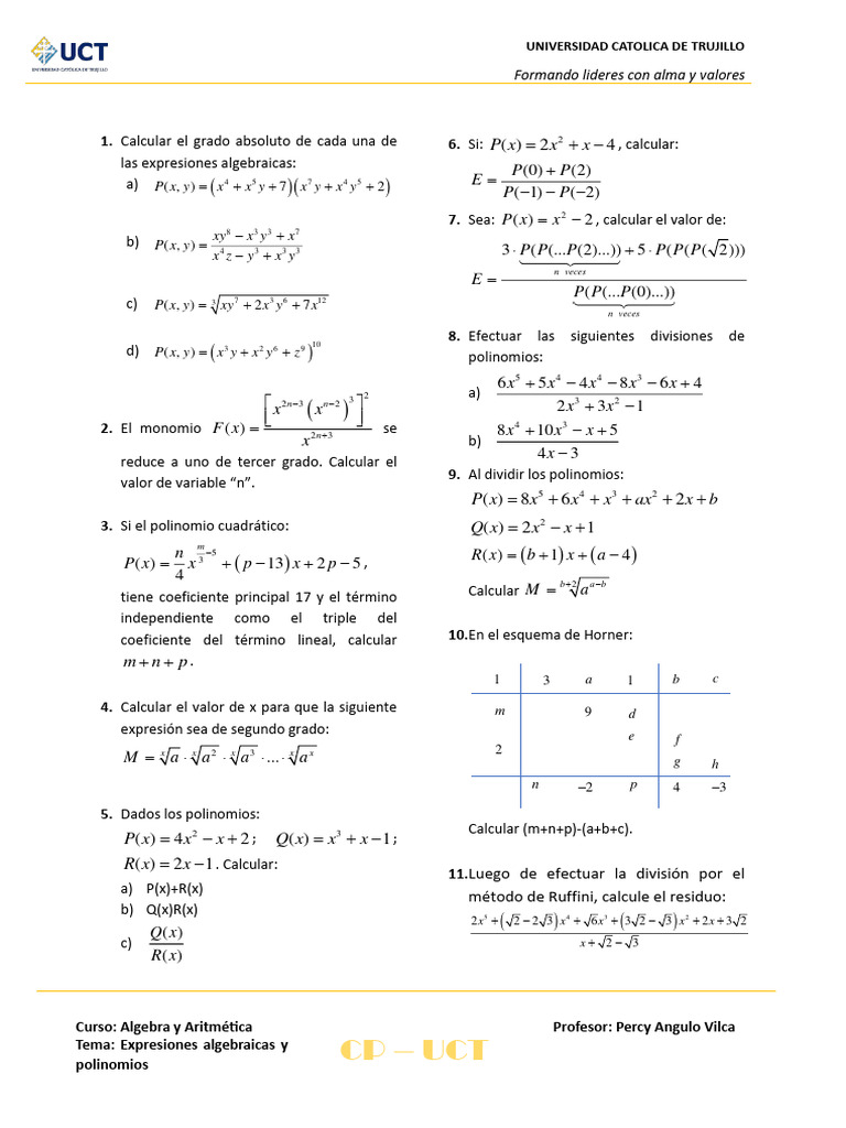 S01 y S02 - Expresiones Algebraicas y Polinomios | PDF | Algoritmos ...