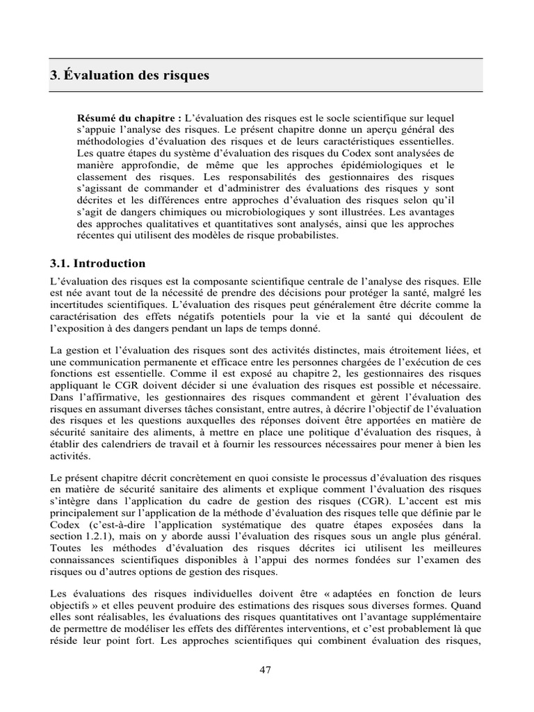 Guide d'évaluation des risques alimentaires | PDF | Risque | Gestion ...