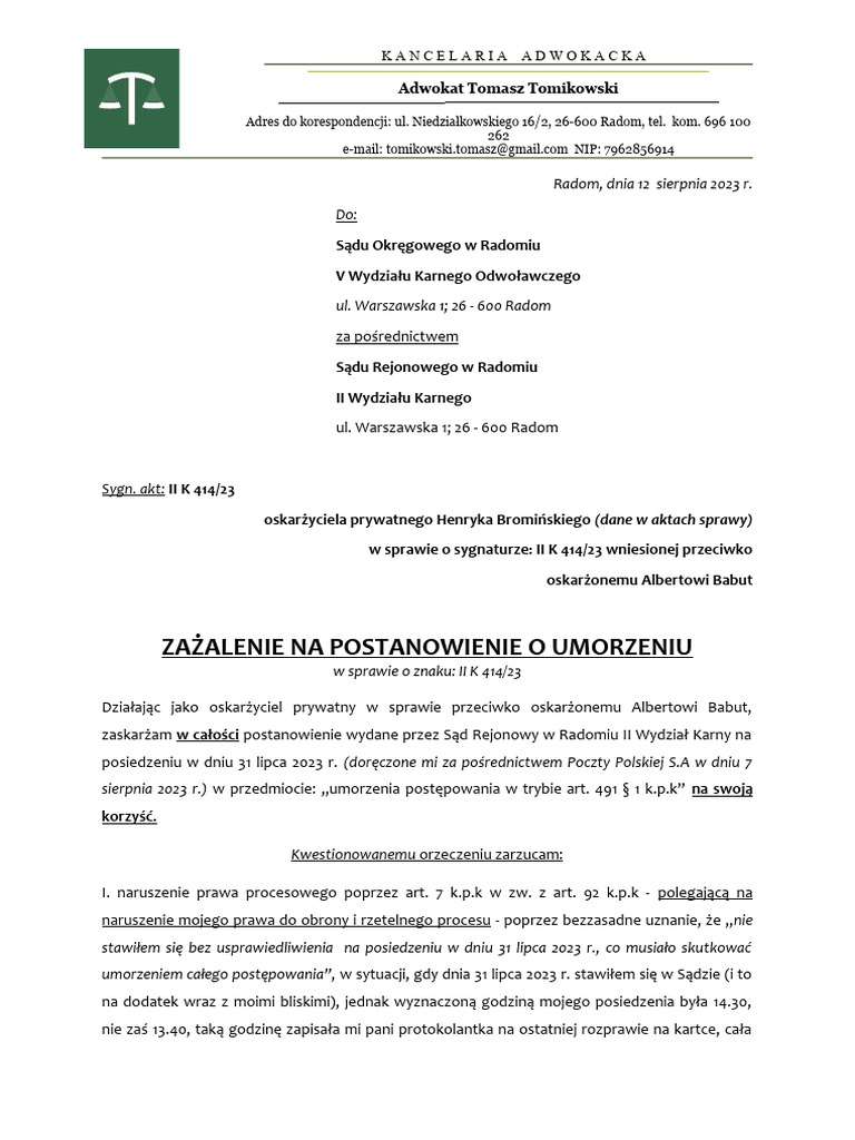pismo-karne-za-alenie-na-umorzenie-post-powania-prywatnego-pdf