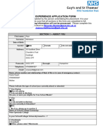 Work Experience Application Form