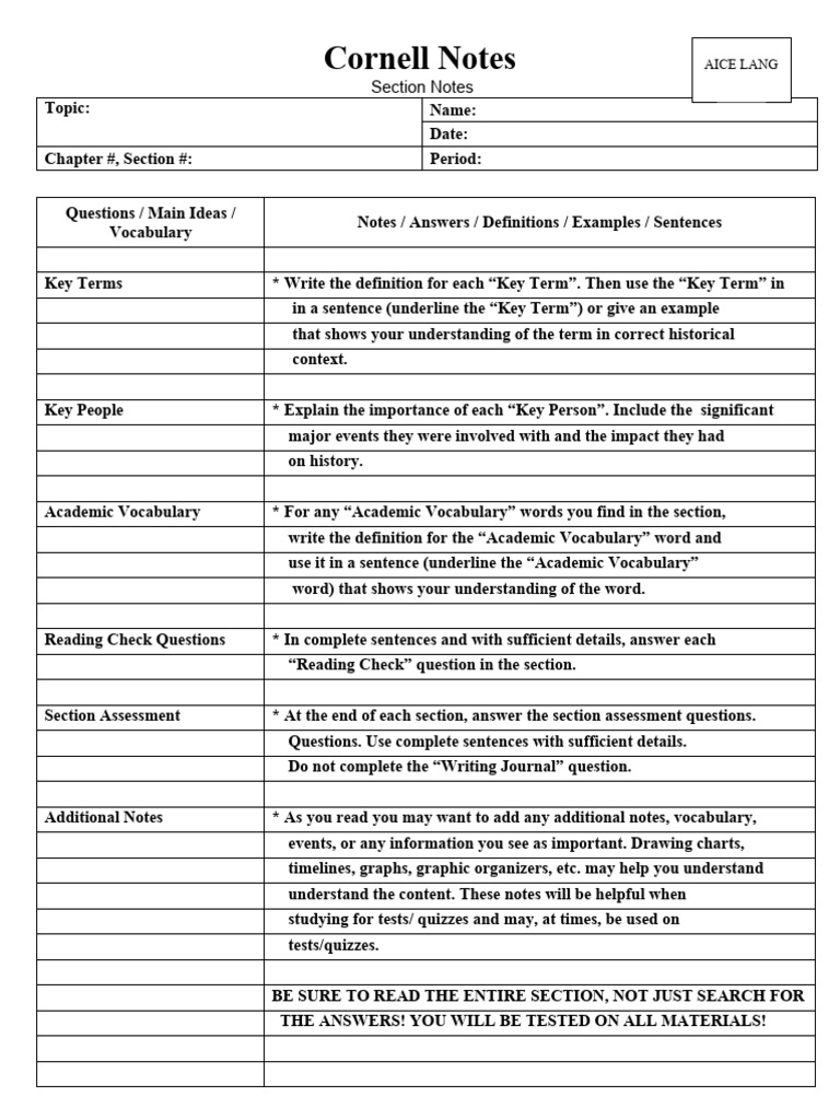 Notetaking System (1) | PDF | Vocabulary | Linguistics