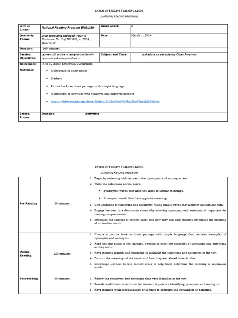 CatchUp FridayMarch1,2024 PDF Learning Pedagogy