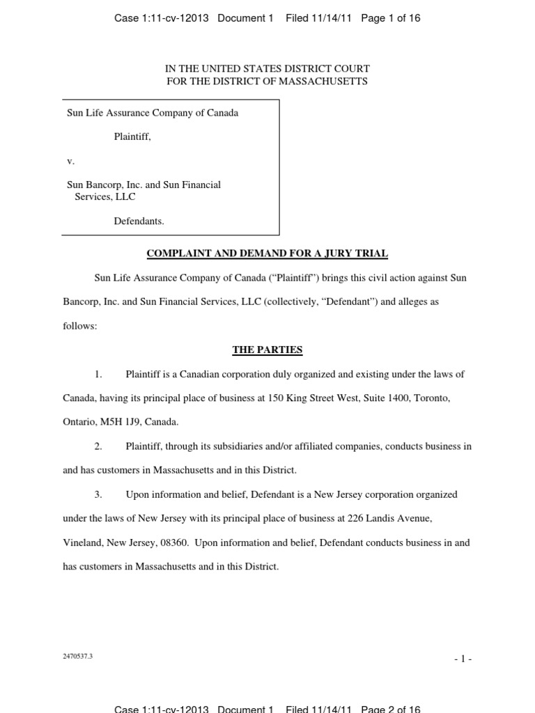 Complaint and Demand For A Jury Trial | PDF | Trademark | Trademark ...