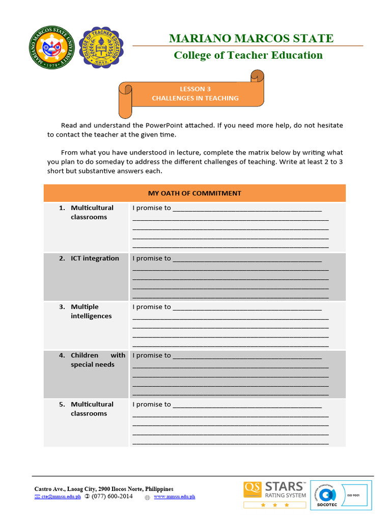Challenges in Teaching: Lesson 3 | PDF | Teaching | Learning