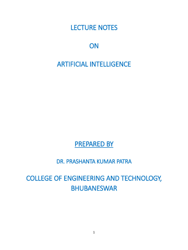 Lecture Notes on Artificial Intelligence | PDF | Artificial ...