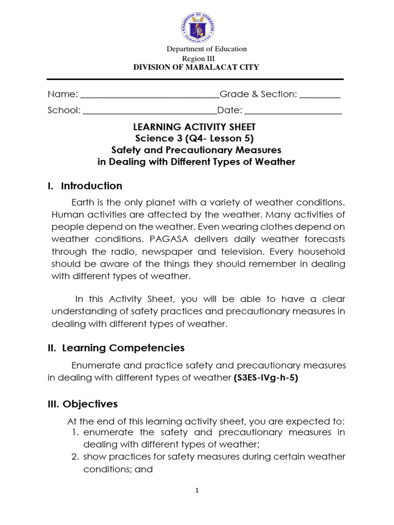 Weather Safety Guidelines for Students | PDF | Weather | Clothing