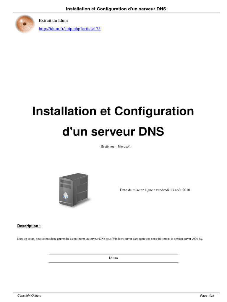 TP1 - Configuration DNS WIN2008SERVER | PDF | Système de noms de ...