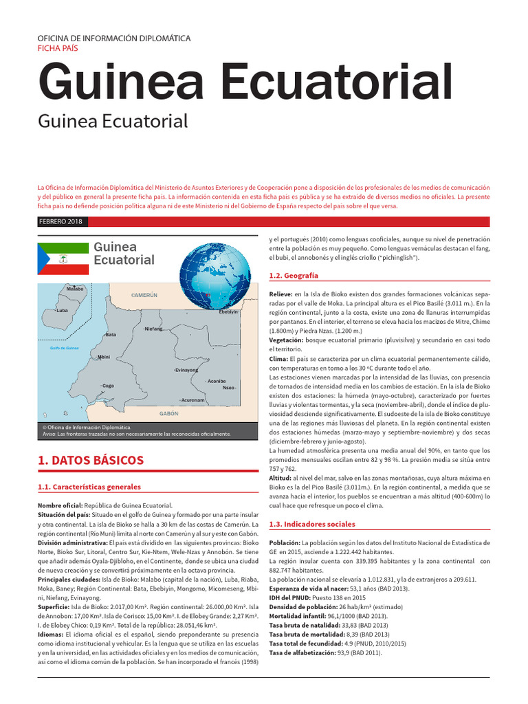 Ficha Informativa de Guinea Ecuatorial | PDF | Ministerio (Departamento ...