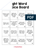 Sight 20 Word 20 Choice 20 Board