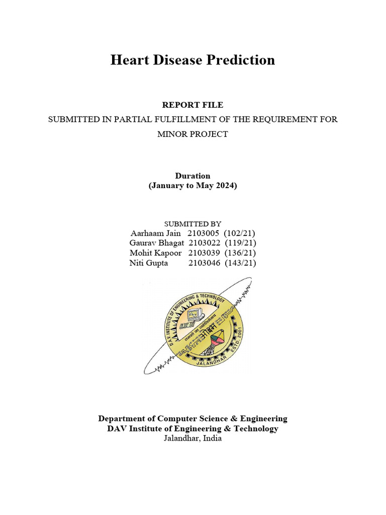 Heart Disease Prediction System Report | PDF | Software Development ...