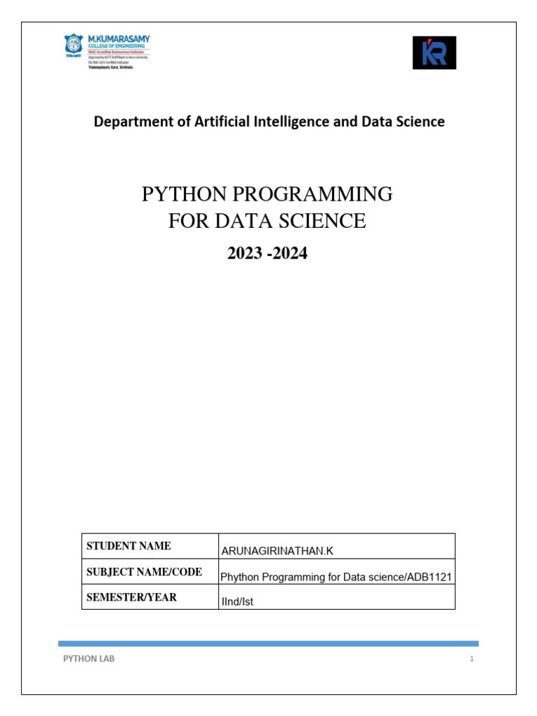 Python Lab for Data Science Students | PDF | Integer (Computer Science ...