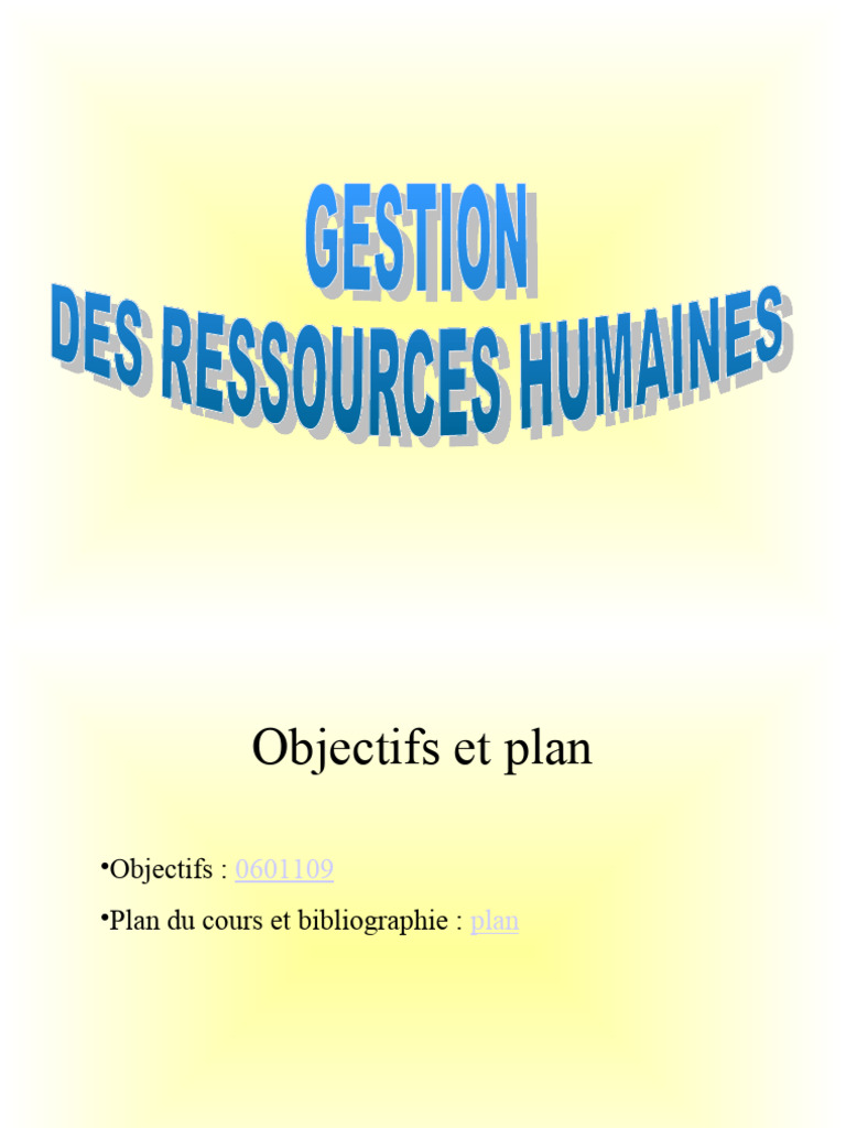 Cours Premiere Partie Rh Pdf Gestion Des Ressources Humaines
