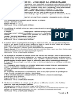 Questionário 03 - Instrumentos de Desenvolvimento e Aprendizagem - Avaliação Da Aprendizagem