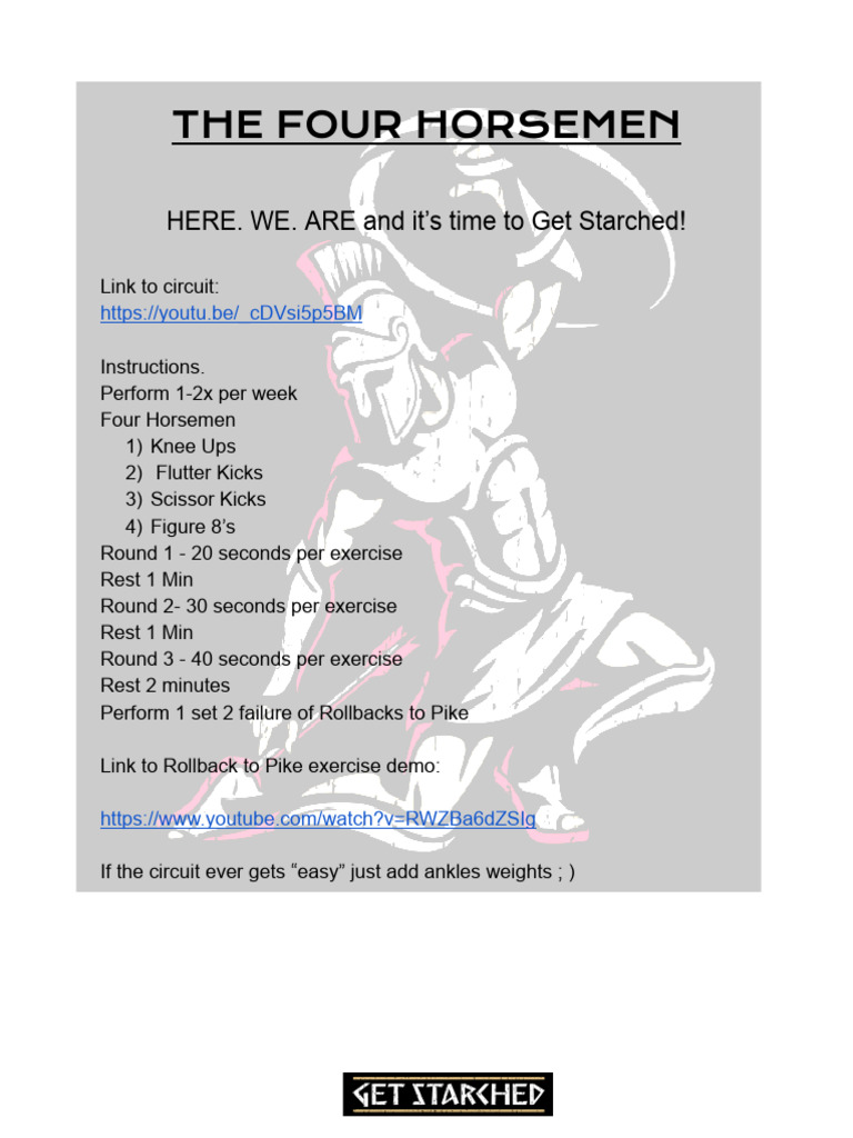 Four Horsemen Workout Instructions | PDF | Wellness