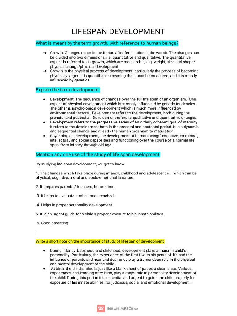 Lifespan Development | PDF | Self-Improvement