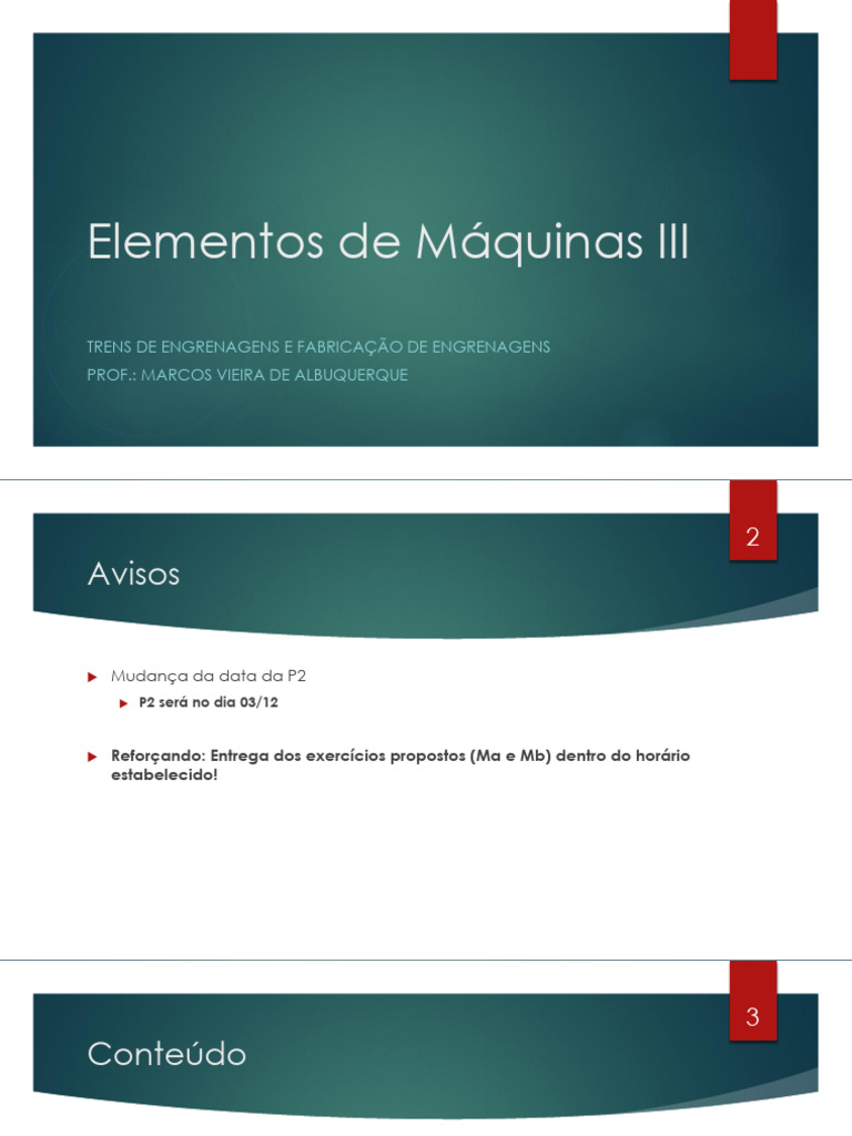 Aula 3 Trens De Engrenagens Pdf Engrenagem Engenharia Mecânica