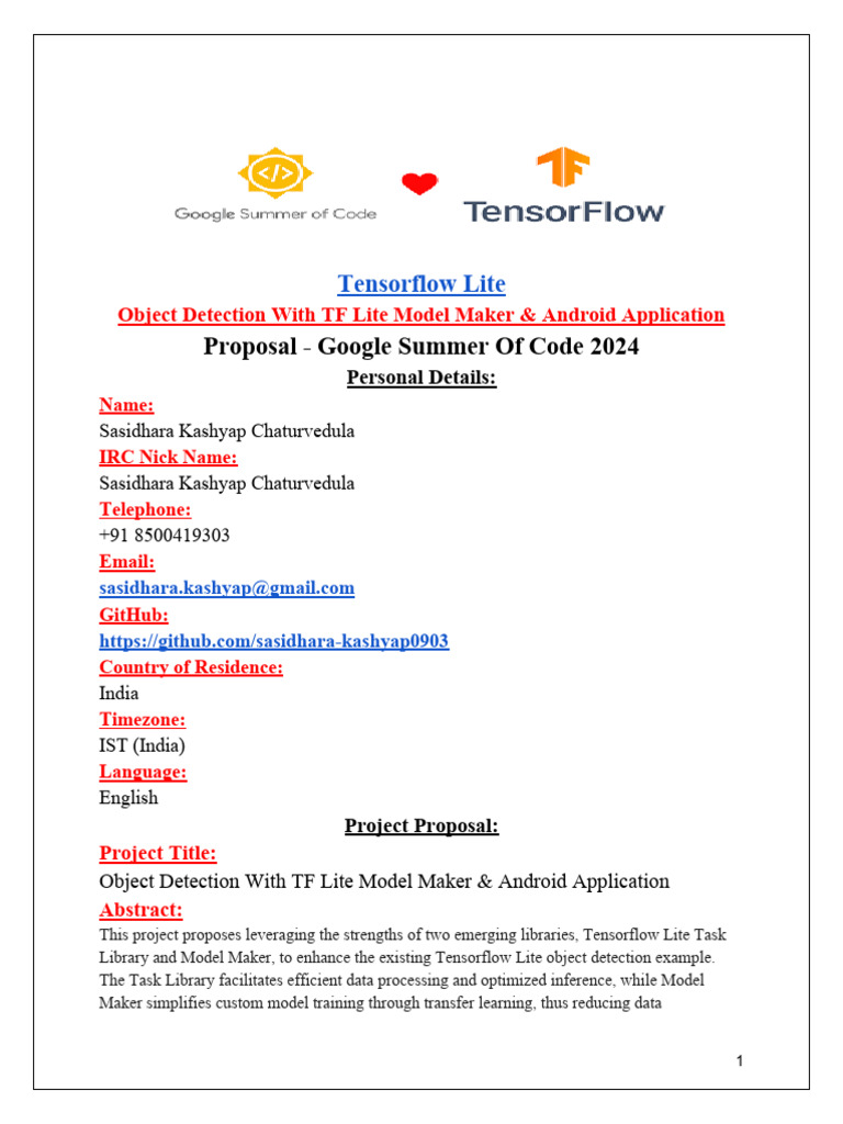 GSoC 2024 Project ProposalTensorflow (Final) PDF Mentorship