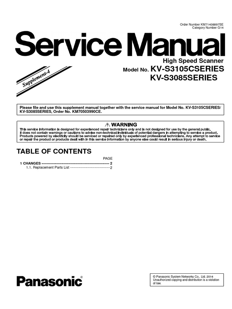 KV-S3105/KV-S3085 Scanner Parts Update | PDF | Computing | Software