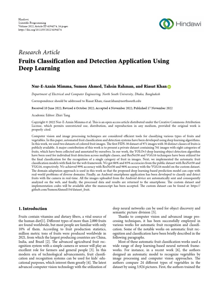 Fruit Classification | PDF | Deep Learning | Web Server