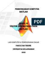 Modul Iii Vektor Dan Matriks Pada Matlab 2022