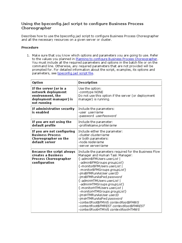 Using The Bpeconfig - Jacl Script To Configure Business Process ...