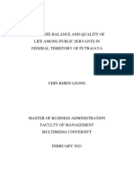 Work-Life Balance and Quality of Life Among Public Servants in Putrajaya (1191400785)