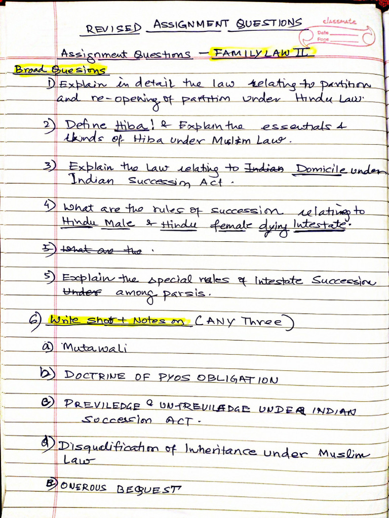 Revised Assignment QN Family Law II 19-Aug-2022 09-46-25 | PDF