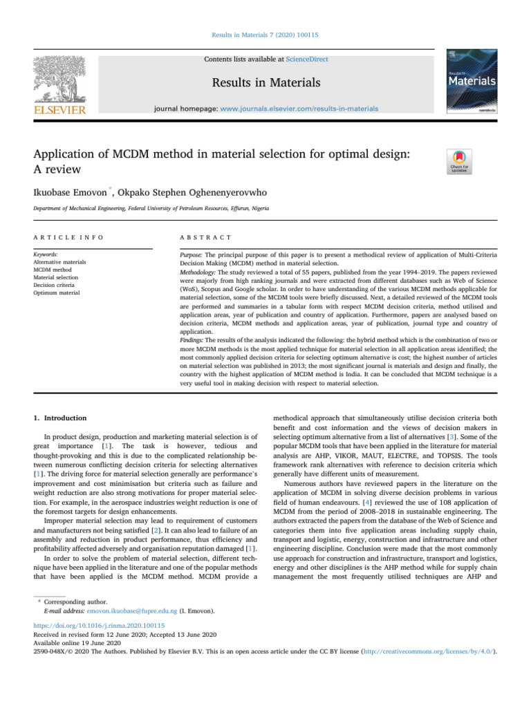 Application of MCDM | PDF | Strength Of Materials | Mathematical ...